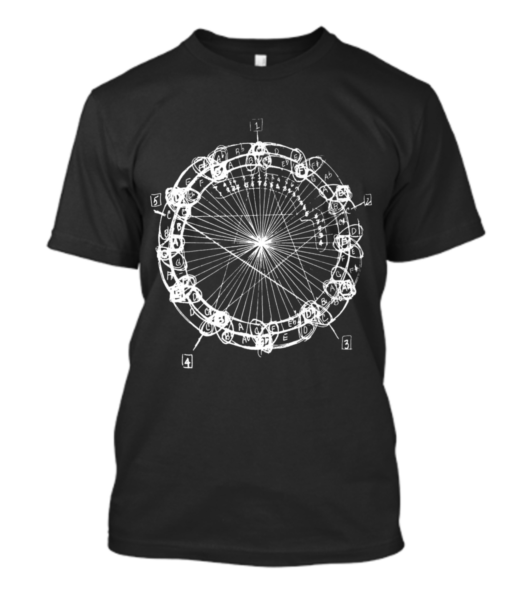 Coltrane Chord Changes Mandala Diagram With Circular Music Theory Elements And Labeled Chord Progressions T-Shirt