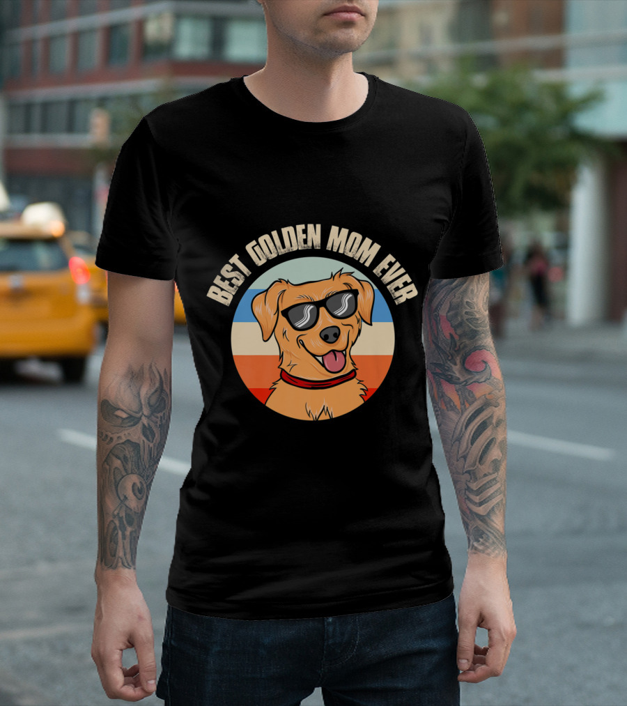 Best Golden Mom Ever Sunglasses Retro Dog T-Shirt