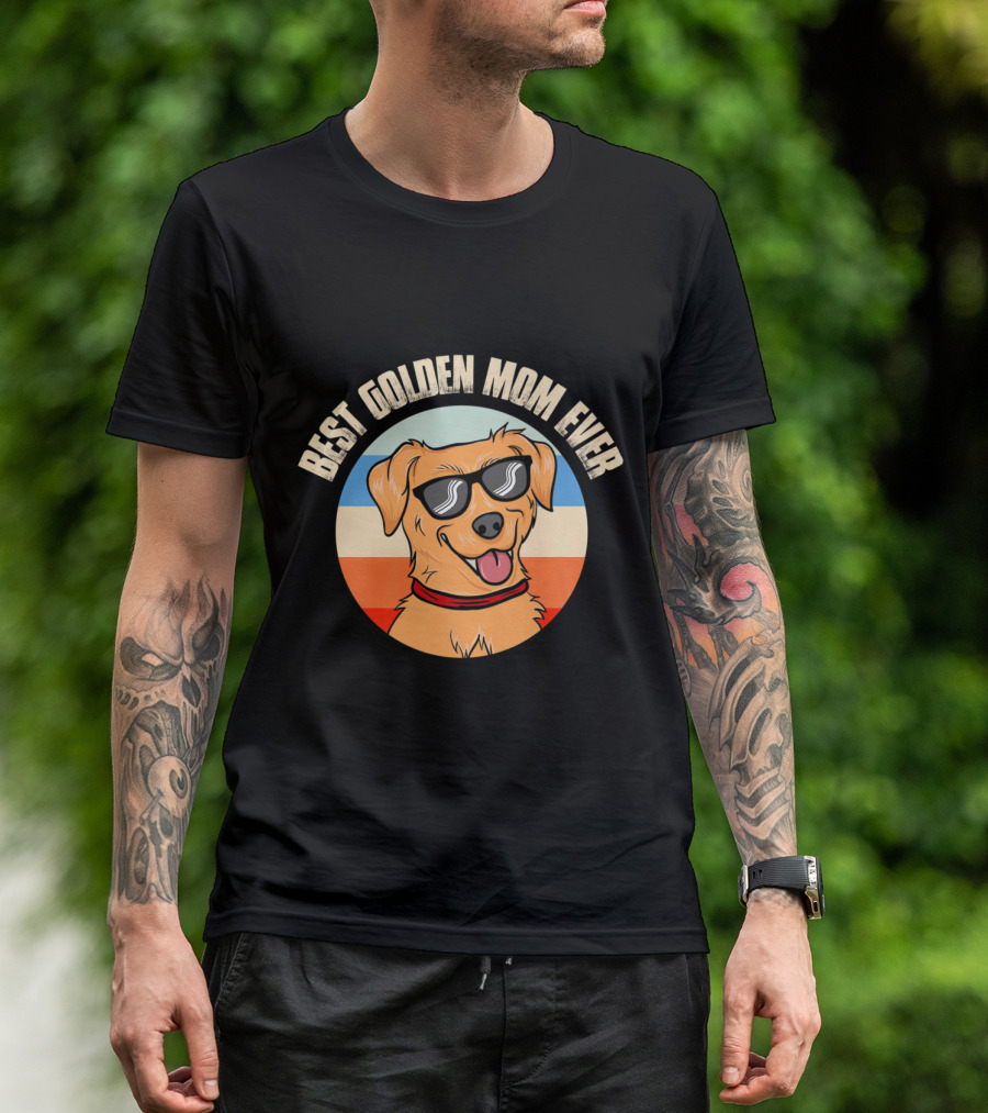 Best Golden Mom Ever Sunglasses Retro Dog T-Shirt