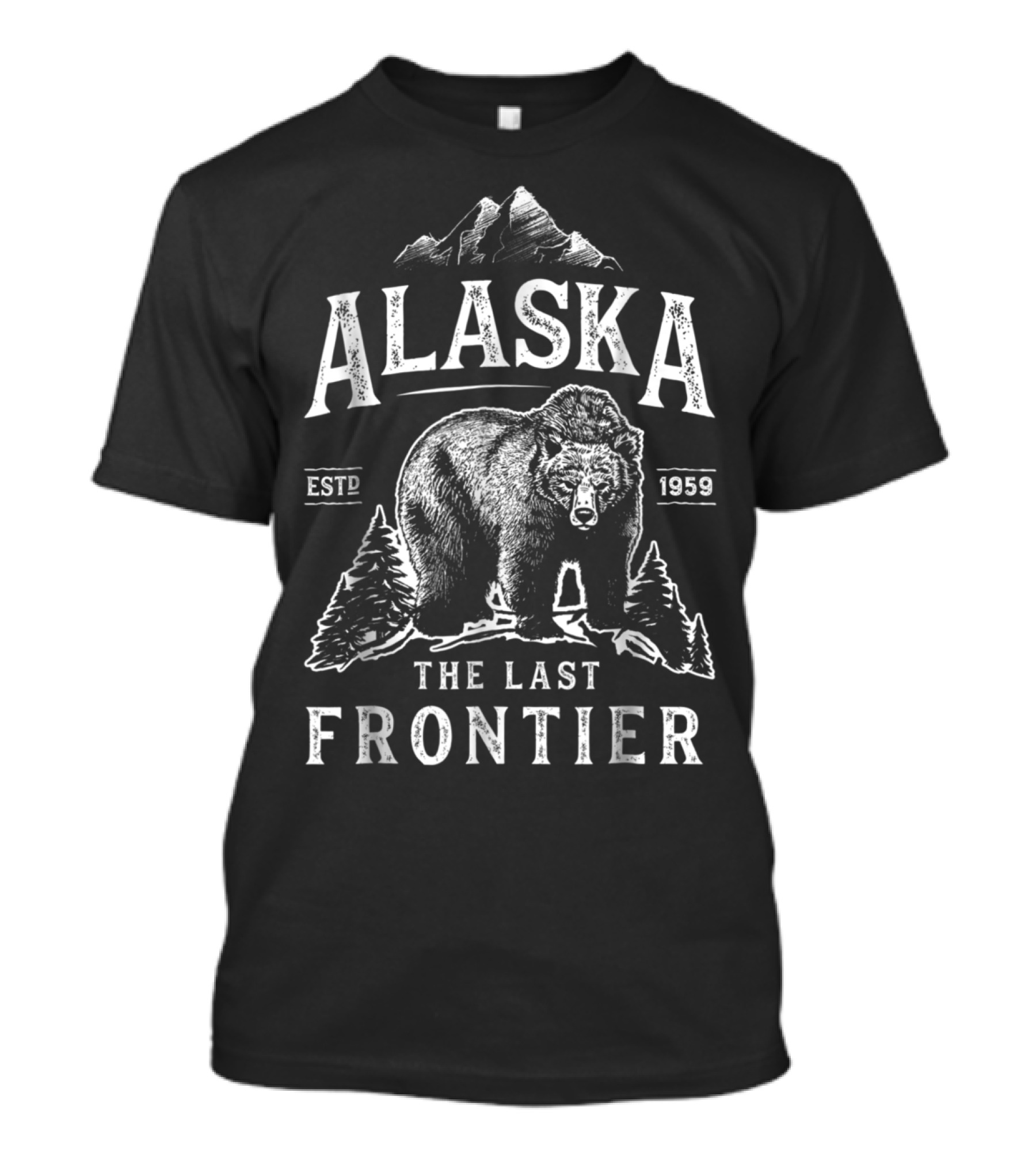 Alaska The Last Frontier Bear Estd 1959 Mountain Scene T-Shirt