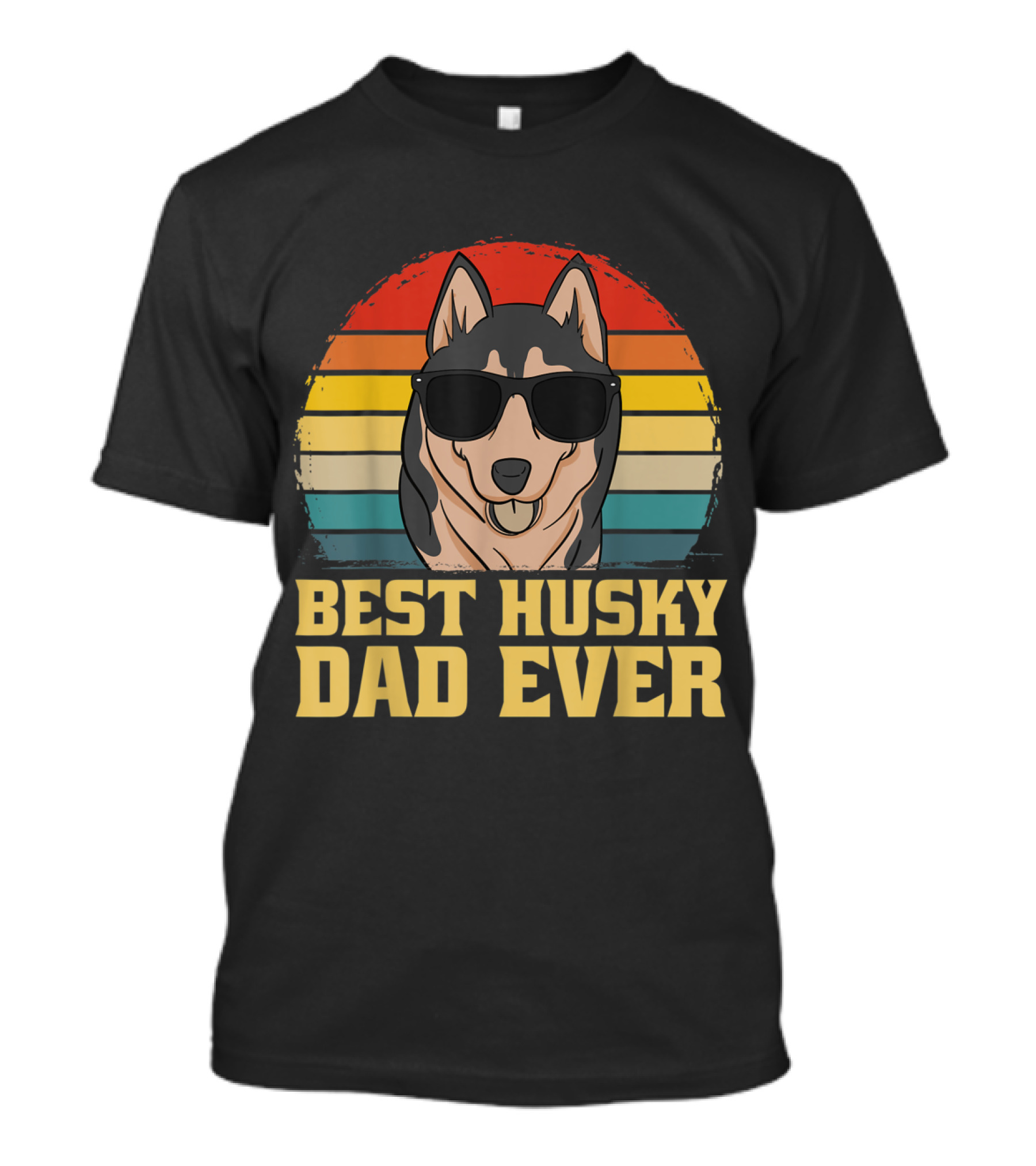 Best Husky Dad Ever Cool Sunglasses Dog Retro Sunset T-Shirt
