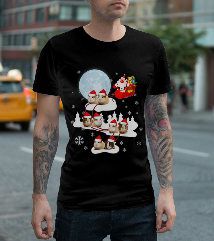 Santa's Guinea Pigs Sleigh Ride Christmas Humor T-Shirt