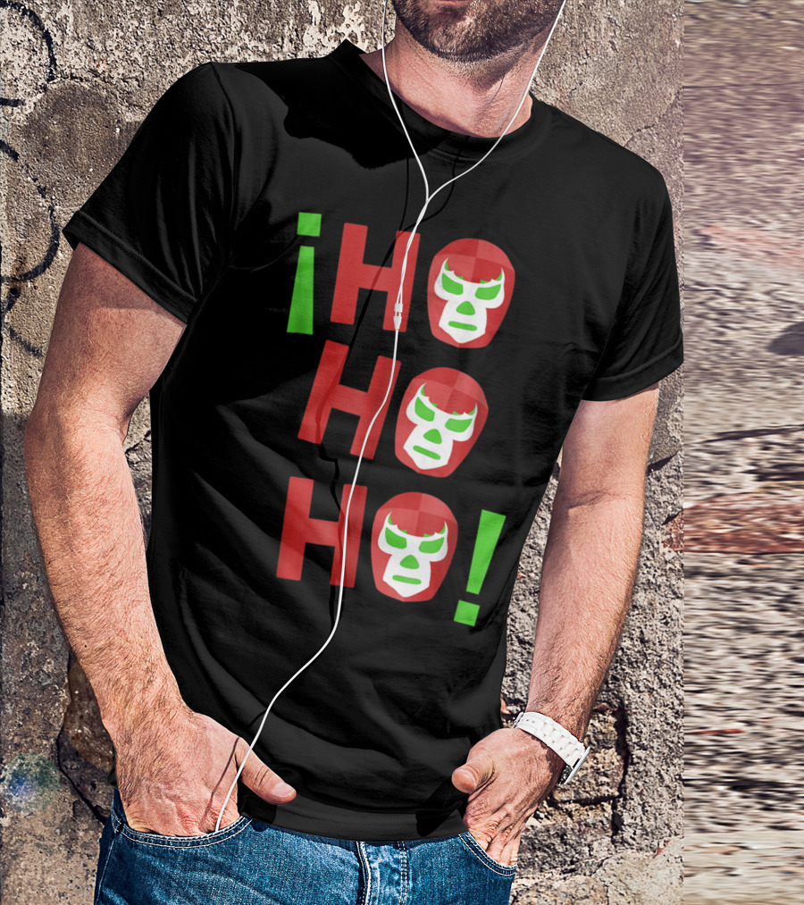 Ho Ho Ho Funny Christmas Lucha Libre Wrestling Mask T-Shirt