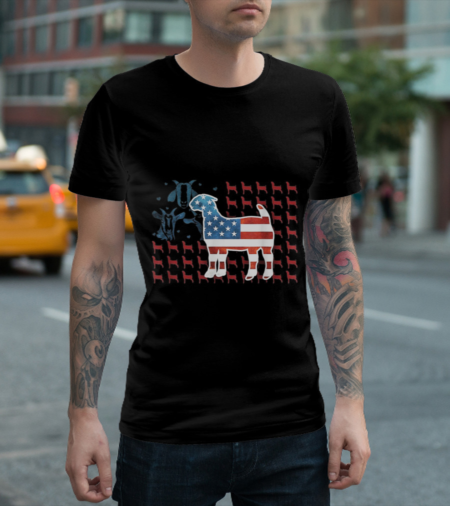 American Flag Goat USA Patriotic T-Shirt