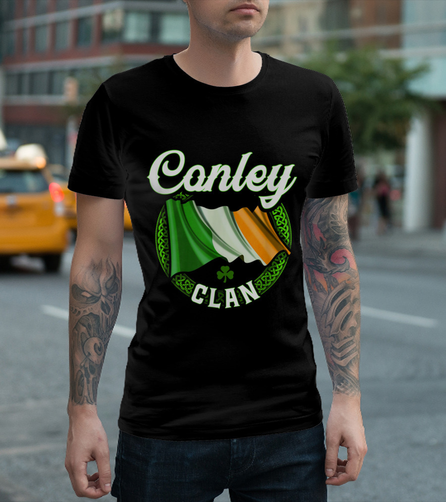 Conley Clan Irish Flag Shamrock Heritage T-Shirt