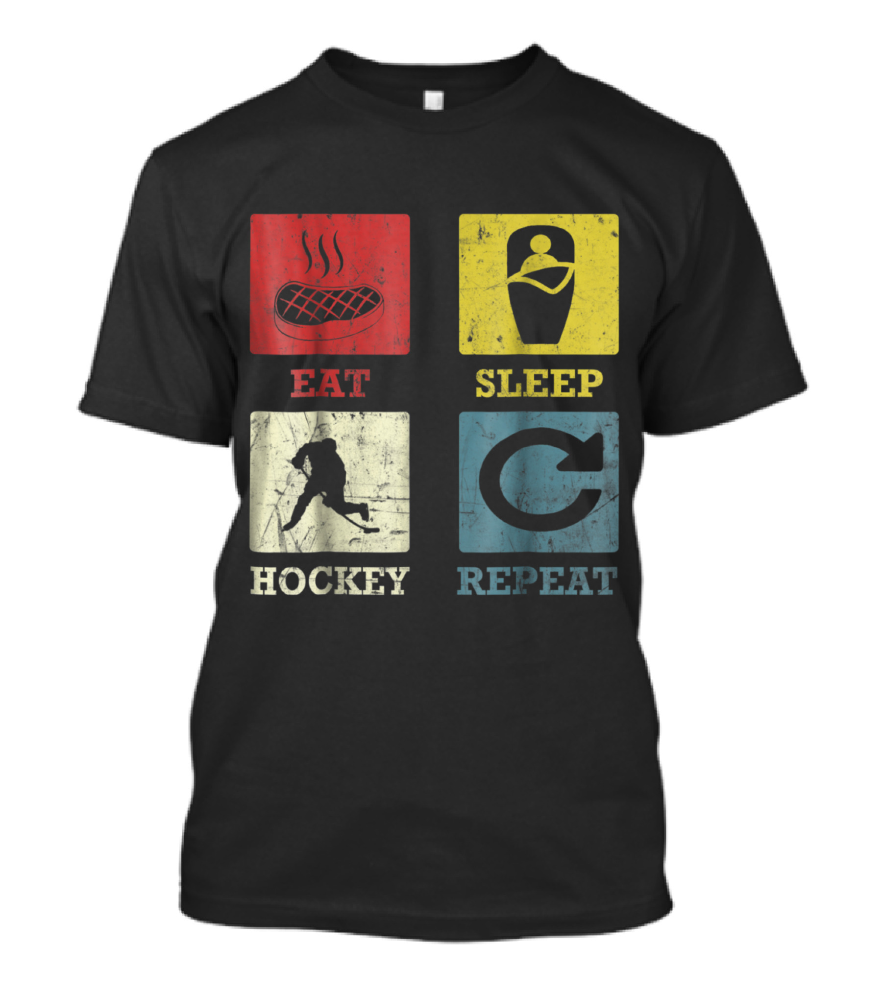 Eat Sleep Hockey Repeat Ice Skating Routine Icons T-Shirt