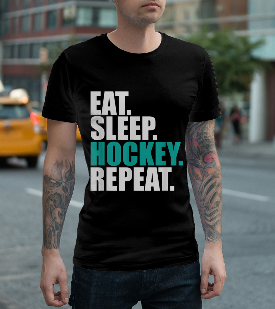 Eat Sleep Hockey Repeat Bold Sport Lifestyle Focus T-Shirt