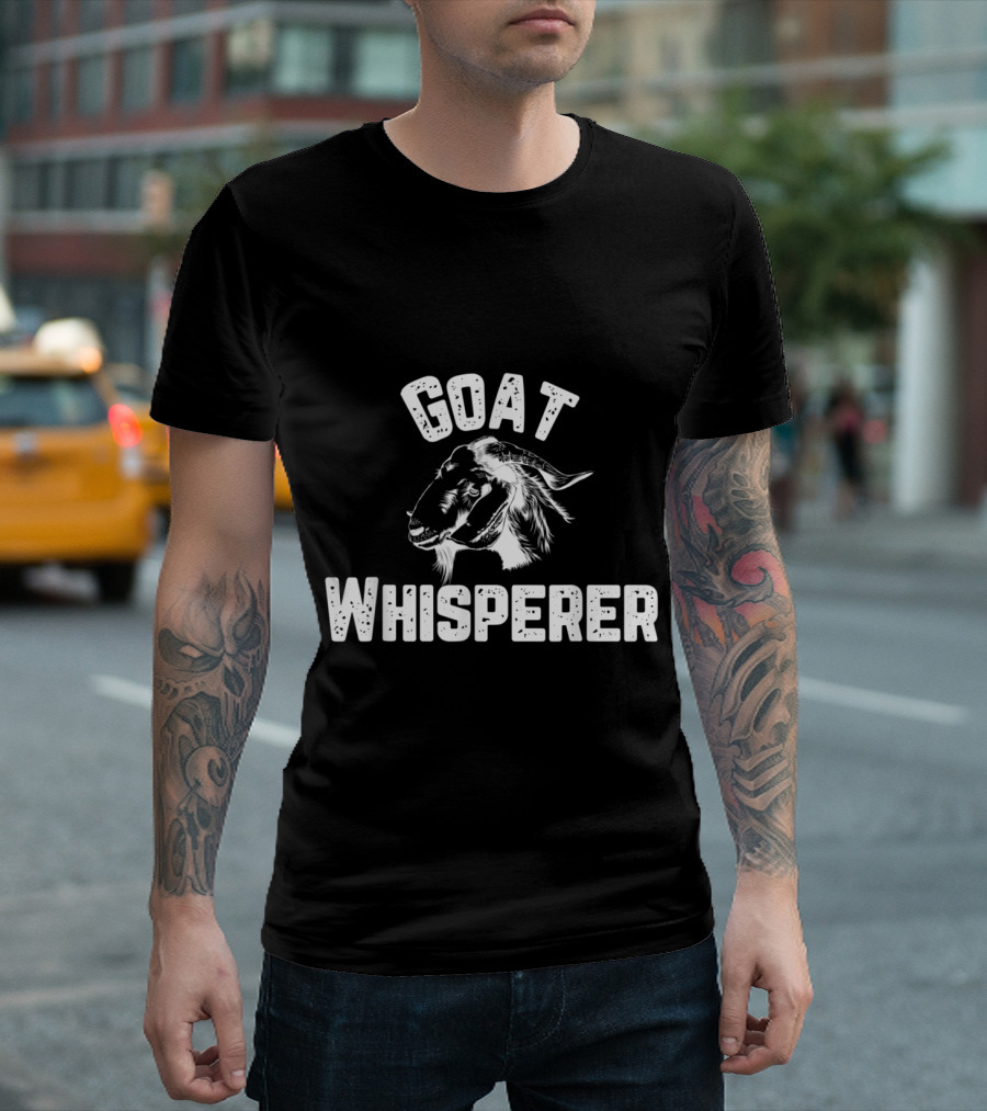 Goat Whisperer With Goat Graphic - Funny Farmer Rancher Herder T-Shirt