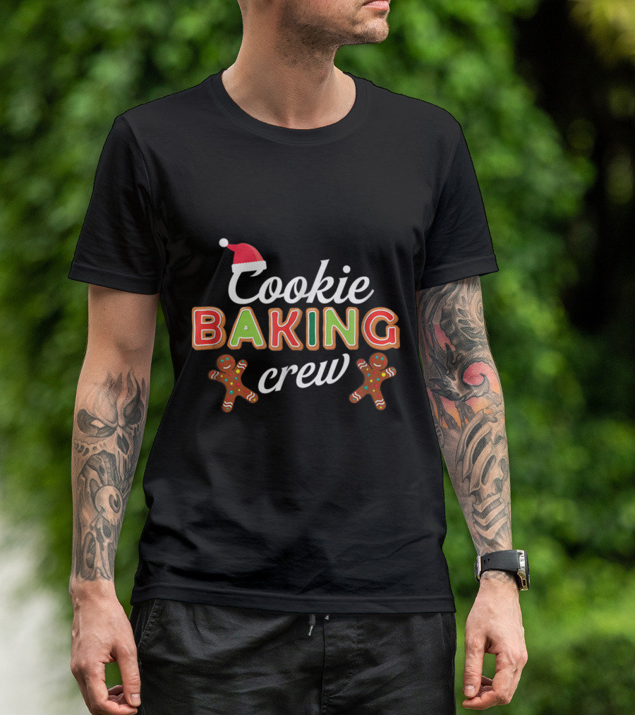 Cookie Baking Crew Gingerbread And Santa Hat Holiday Fun T-Shirt