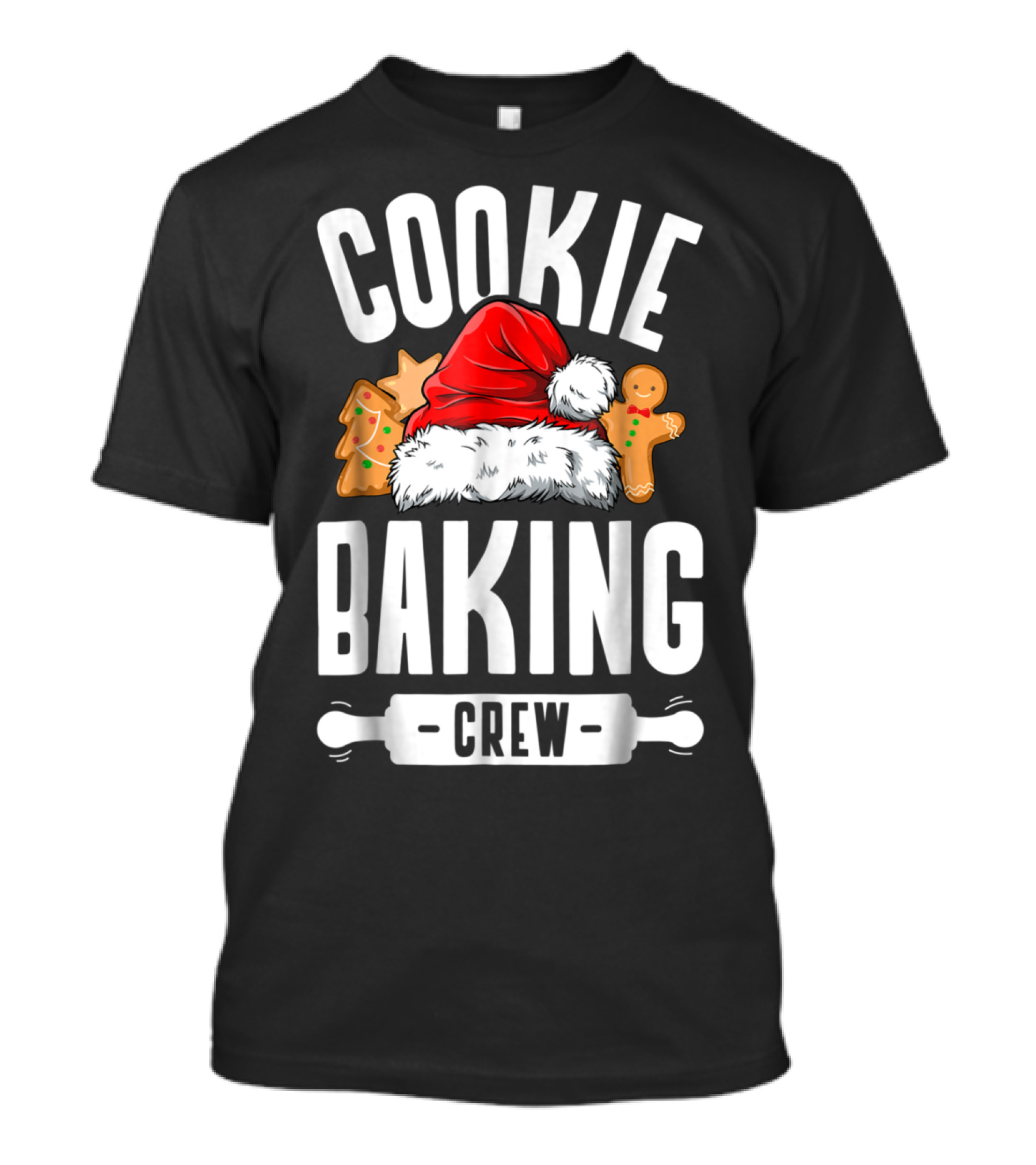 Cookie Baking Crew Gingerbread Tree Santa Hat Rolling Pin Holiday T-Shirt