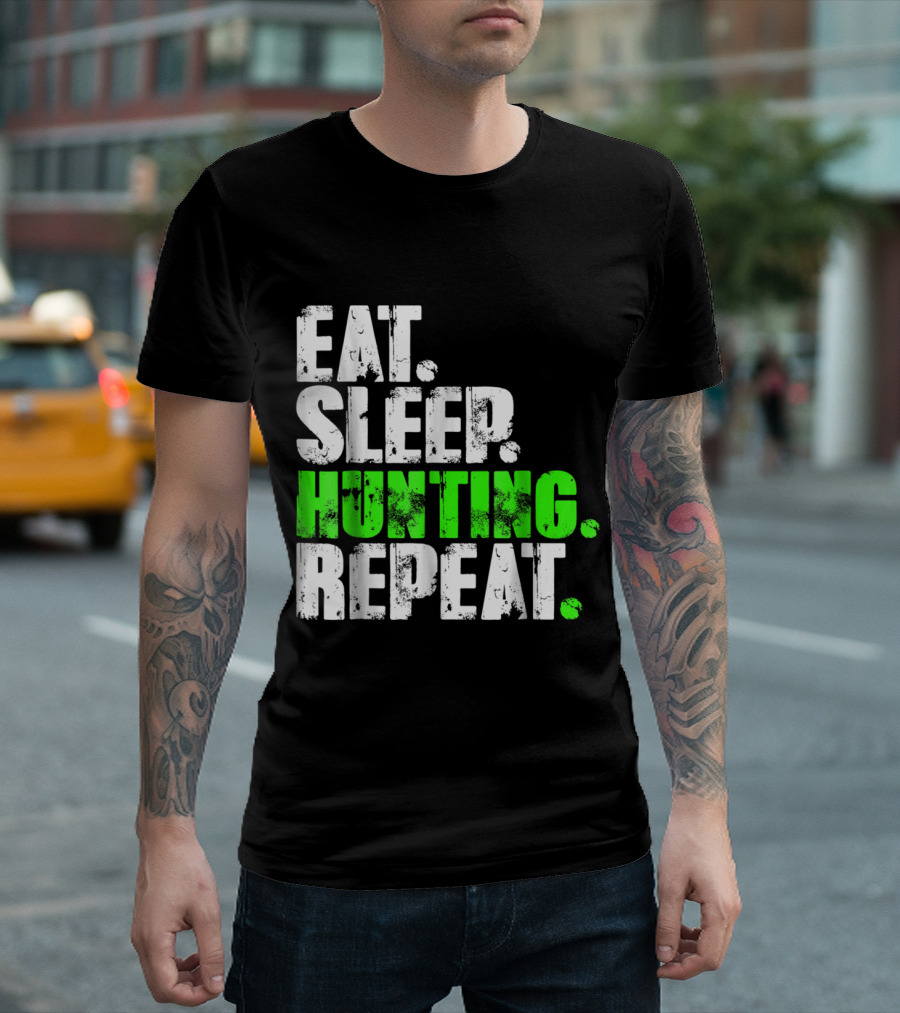 Eat Sleep Hunting Repeat Coach Bow Archery Lifestyle Cycle T-Shirt