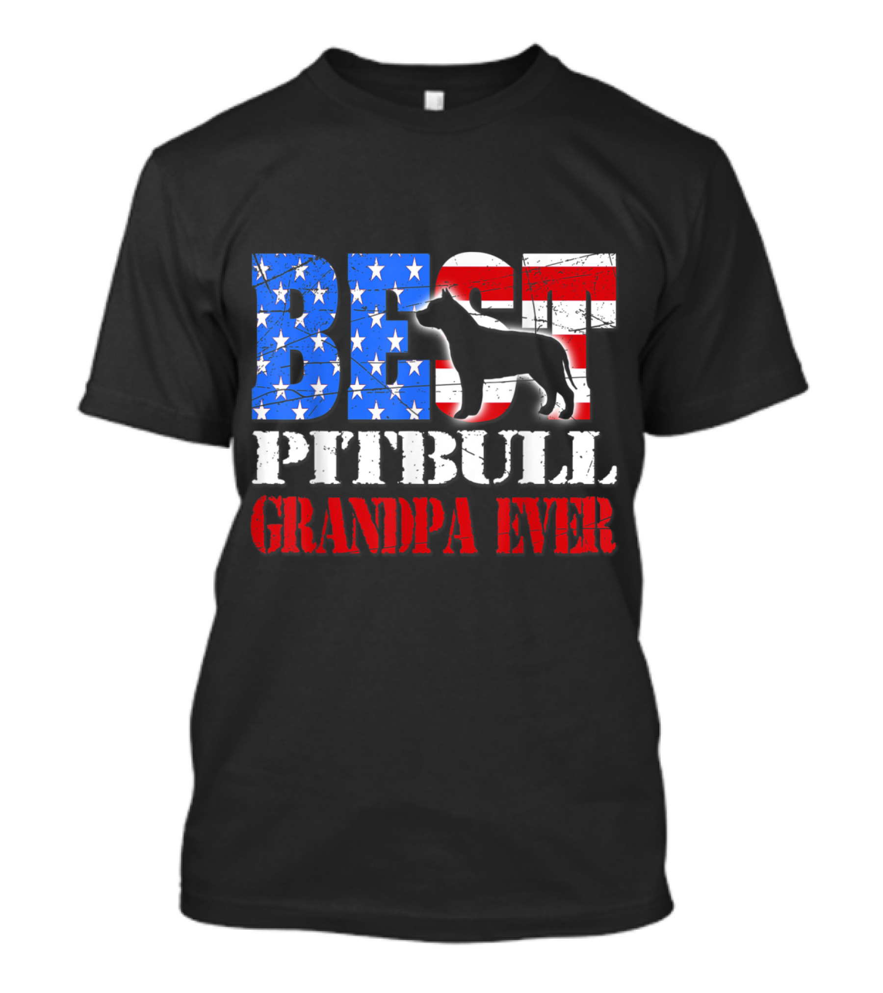Best Pitbull Grandpa Ever Patriotic American Flag Dog T-Shirt