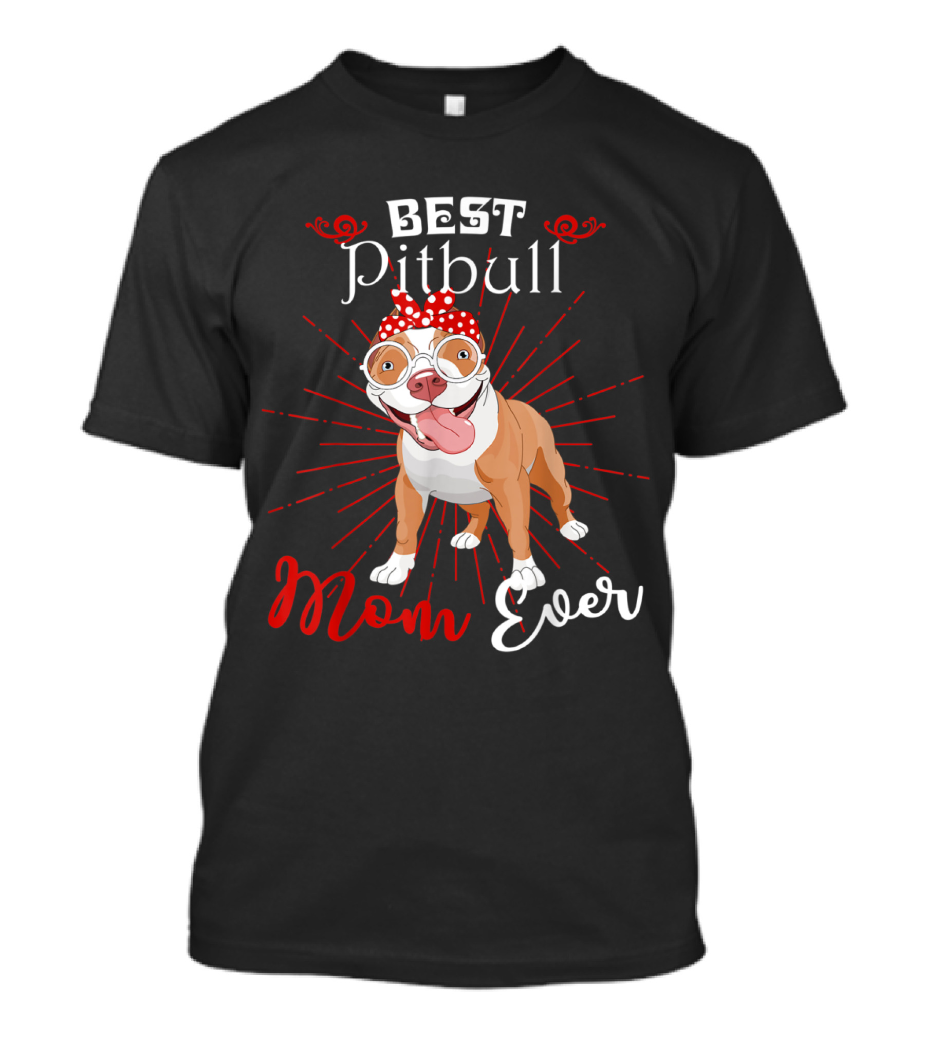 Best Pitbull Mom Ever Dog Love Red Polka Dot Bow Accessories T-Shirt