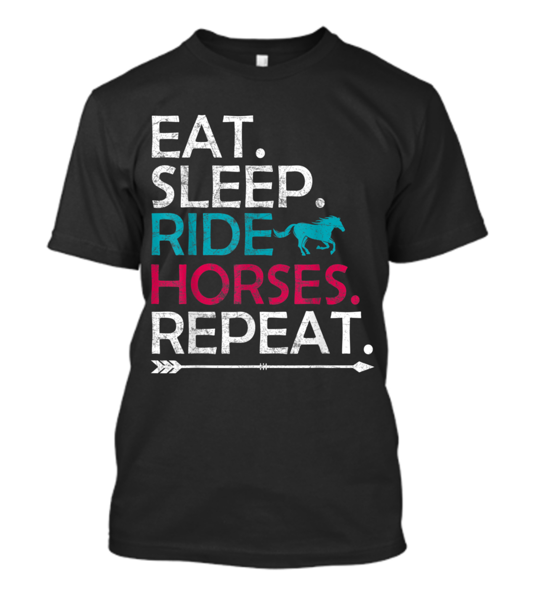 Eat Sleep Ride Horses Repeat With Running Horse T-Shirt