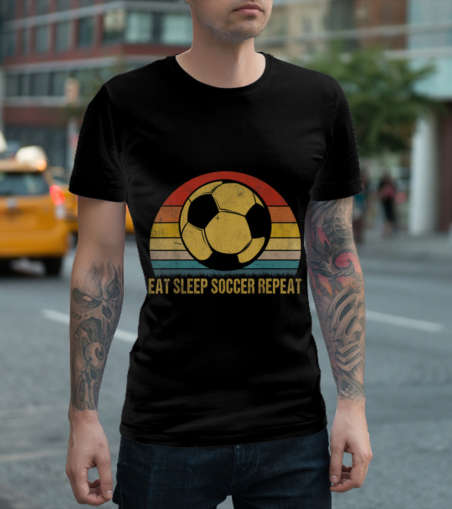 Eat Sleep Soccer Repeat Retro Vintage Soccer Ball T-Shirt