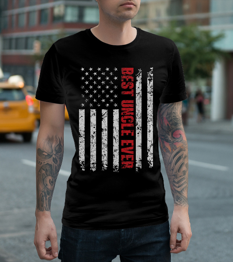 Best Uncle Ever American Flag Distressed T-Shirt