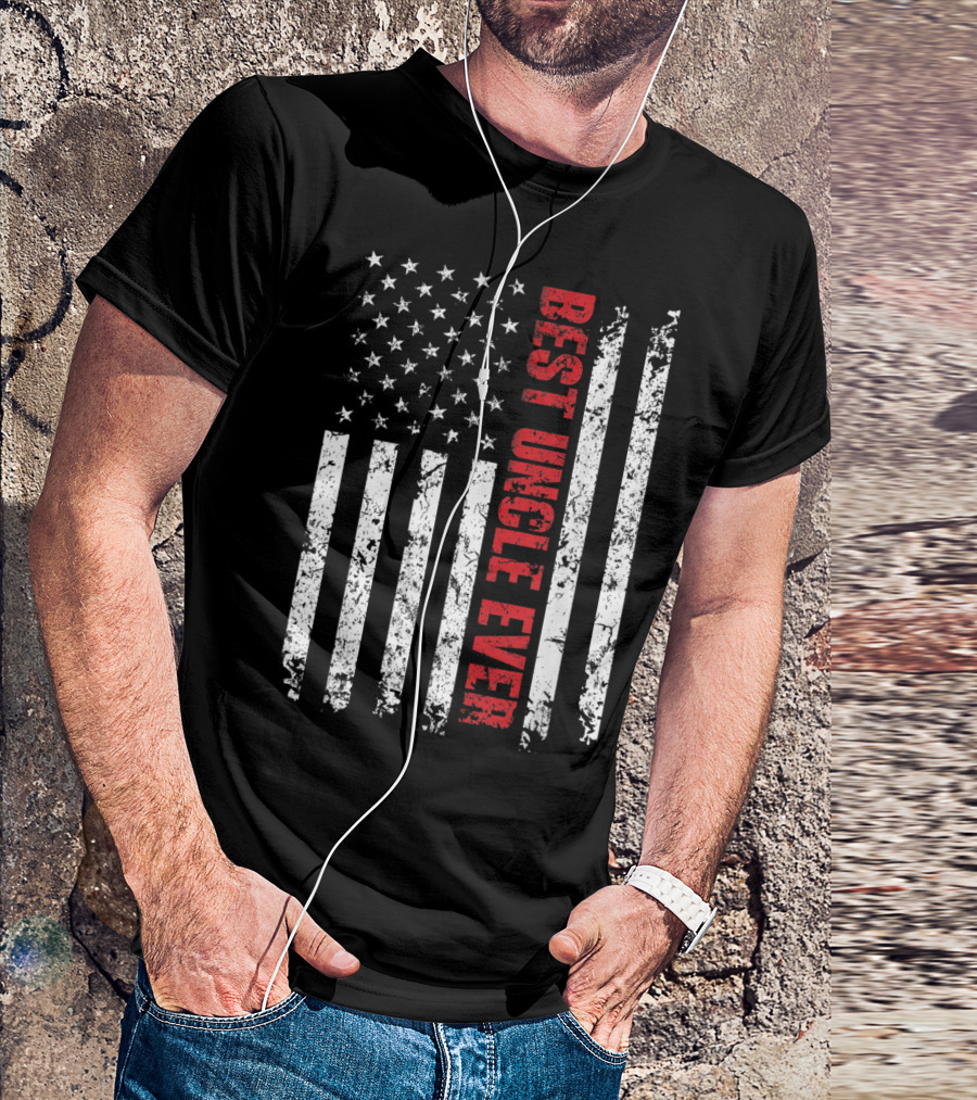 Best Uncle Ever American Flag Distressed T-Shirt