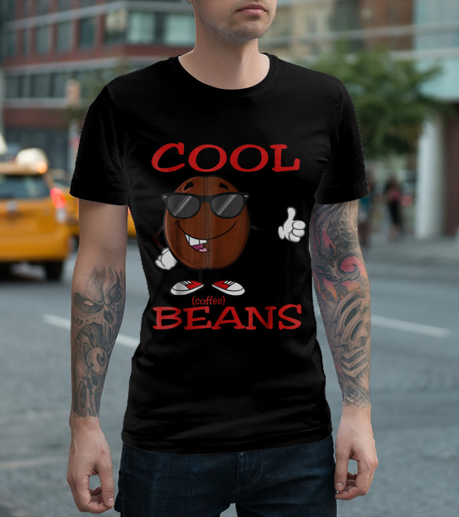Cool Beans Coffee Funny Cute Cartoon With Sunglasses And Thumbs Up T-Shirt