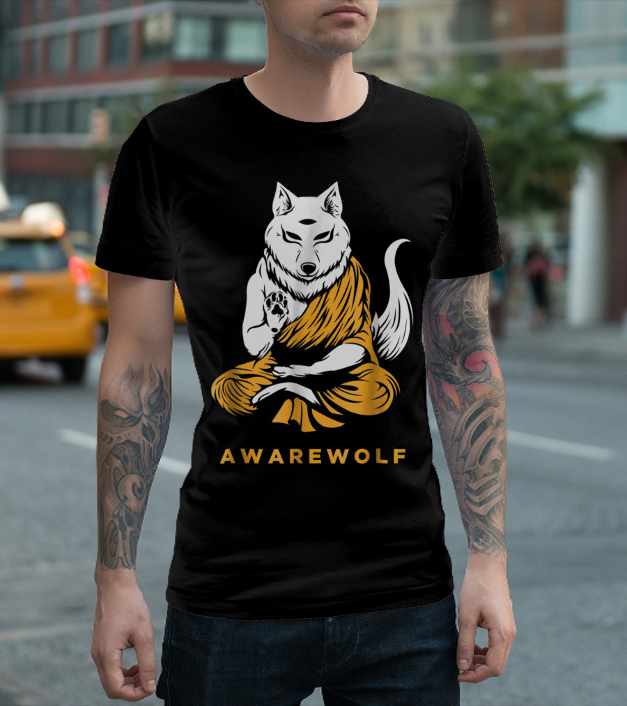 Awarewolf Meditation Canine with Werewolf Zen Appeal T-Shirt