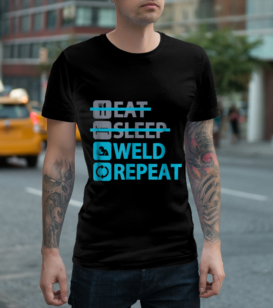 Eat Sleep Weld Repeat Welding Humor Graphic Icons T-Shirt