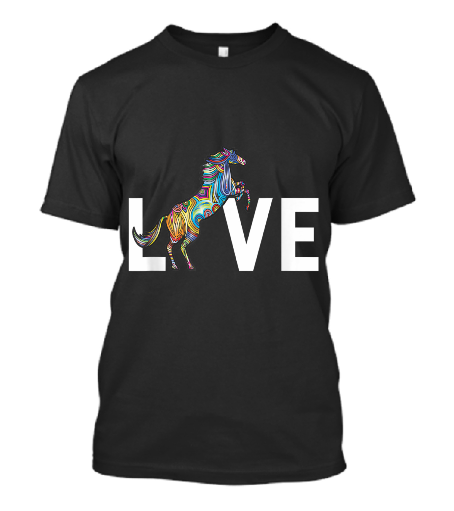 LOVE Rainbow Pattern Horse Teens T-Shirt