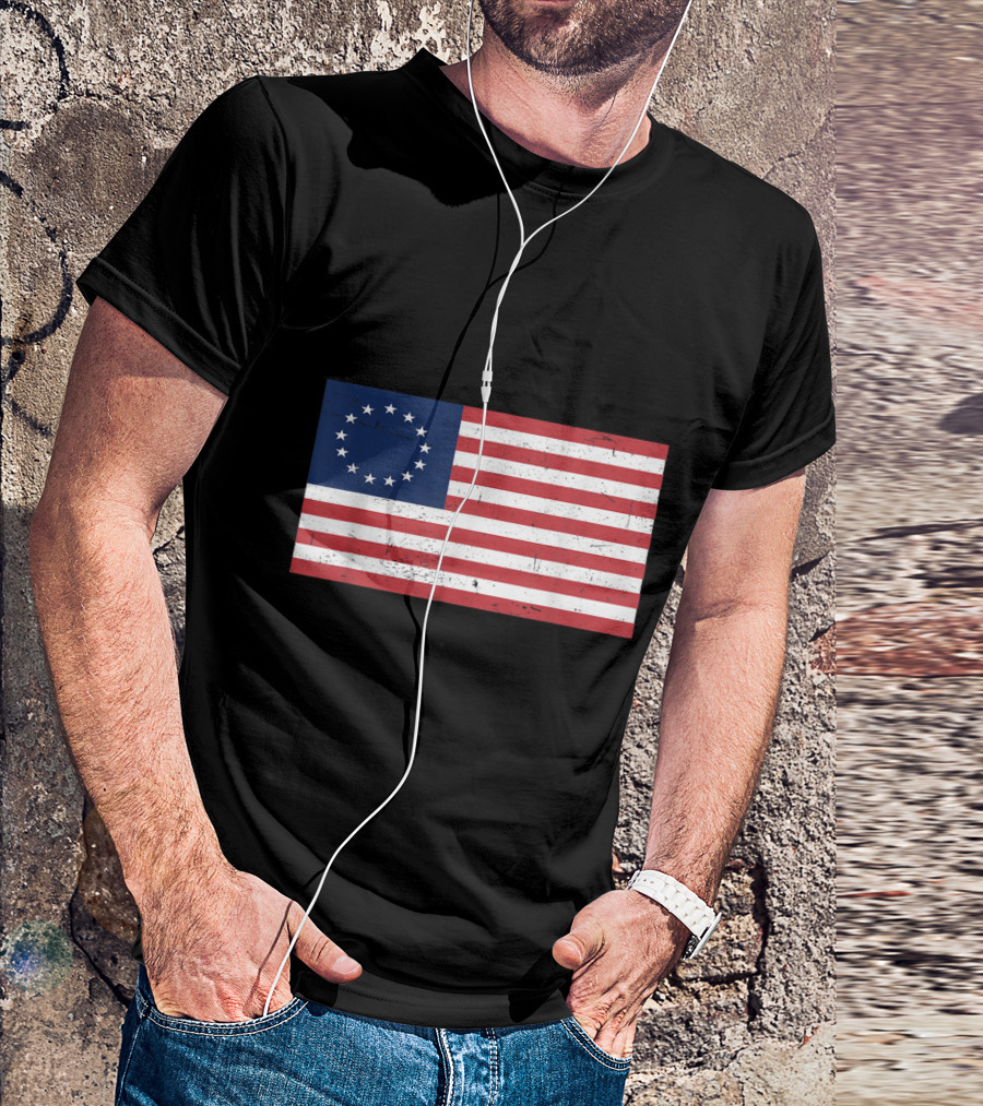 Betsy Ross 13 Stars Vintage American Flag T-Shirt