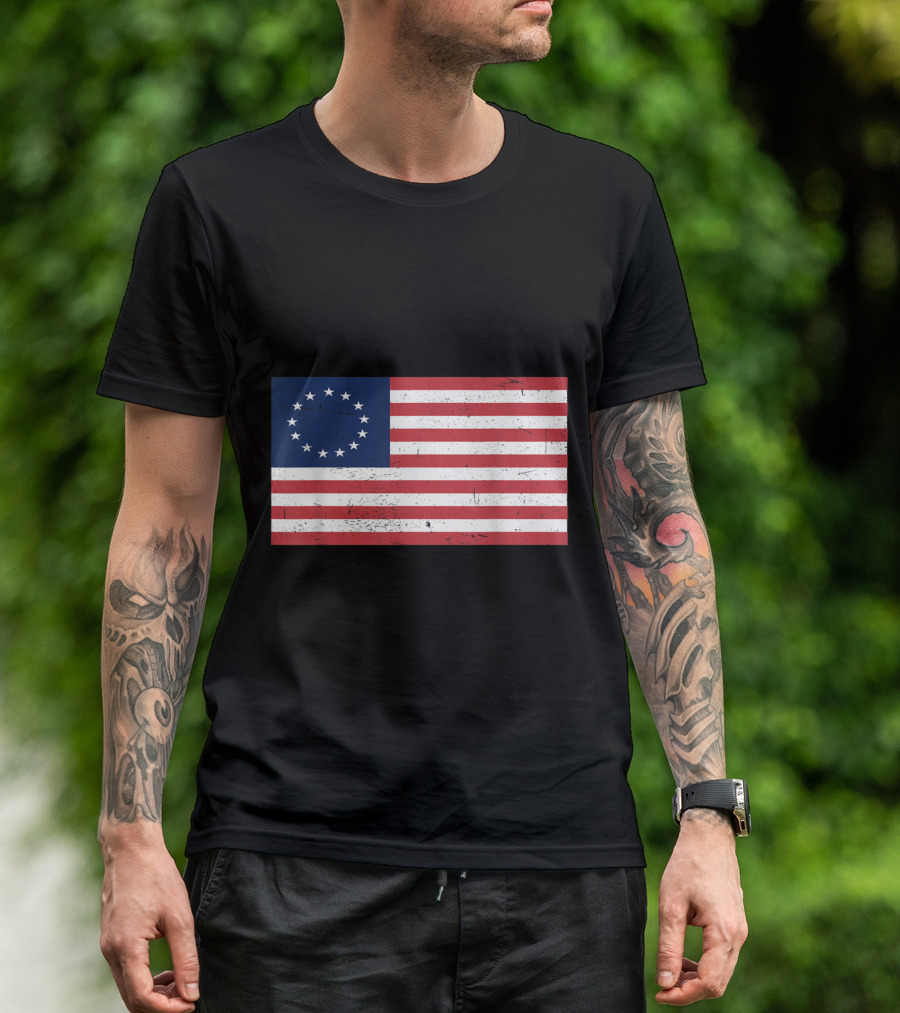 Betsy Ross 13 Stars Vintage American Flag T-Shirt