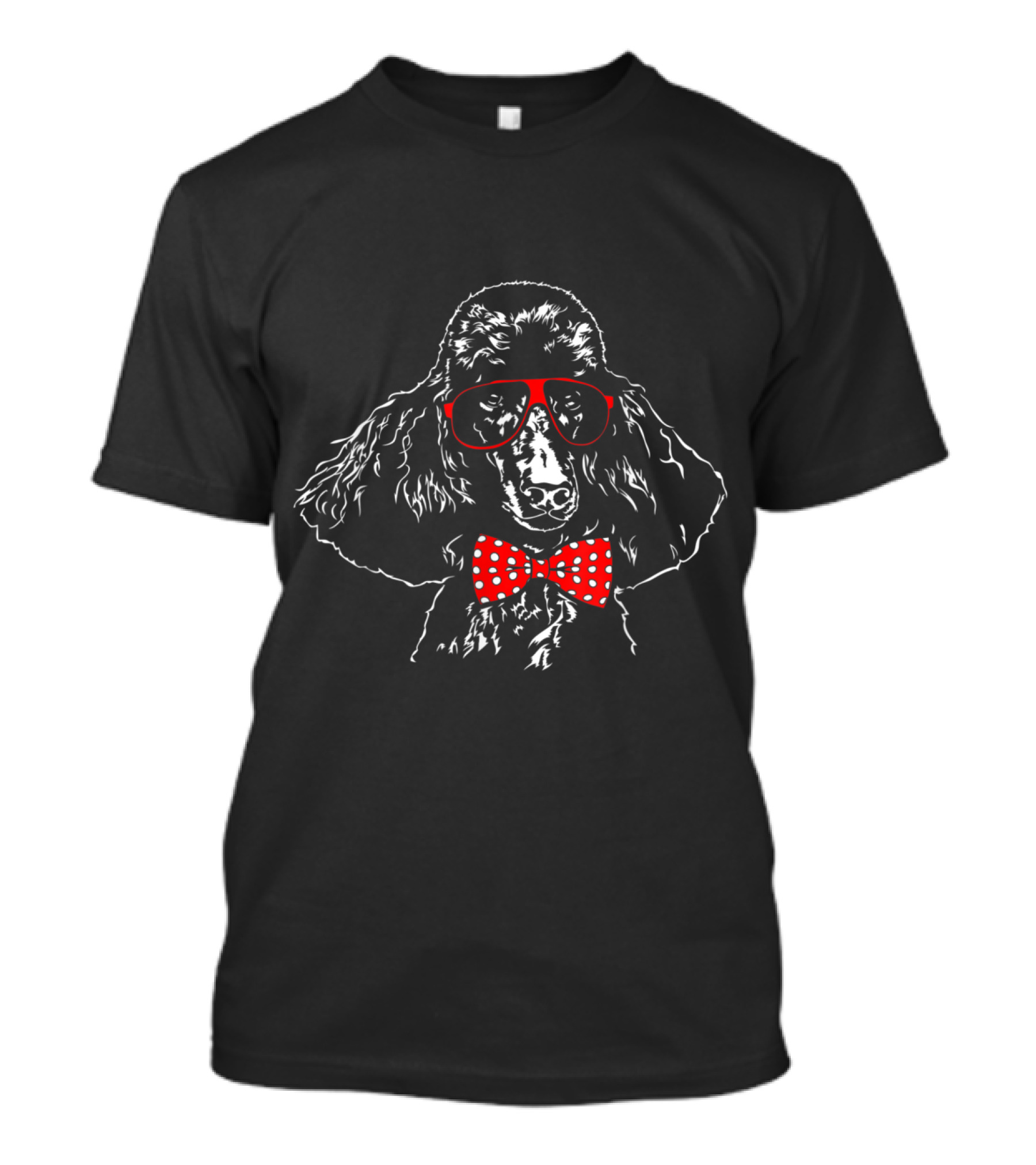 Funny Cute Standard Poodle Mom Dog Love With Red Glasses And Bow Tie T-Shirt