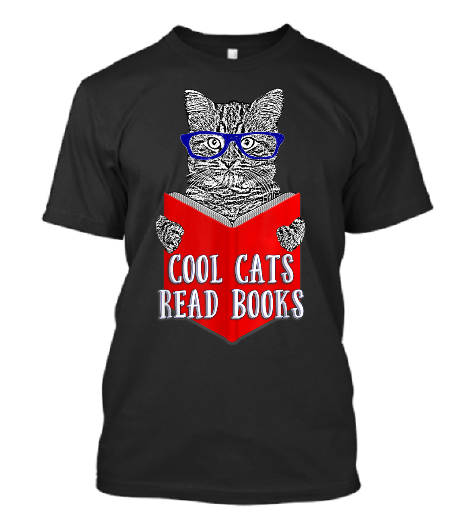 Cool Cats Read Books Funny Bookworm Cat With Glasses T-Shirt