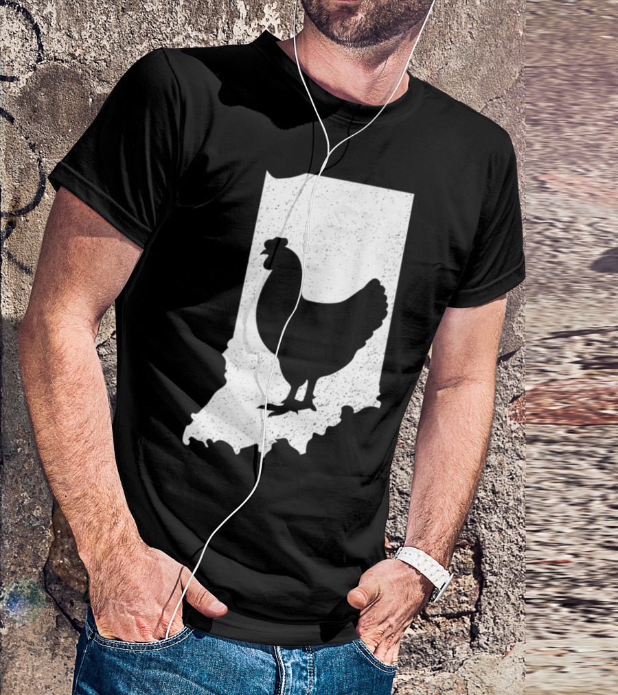 Indiana Chicken Poultry Farm Silhouette Map T-Shirt
