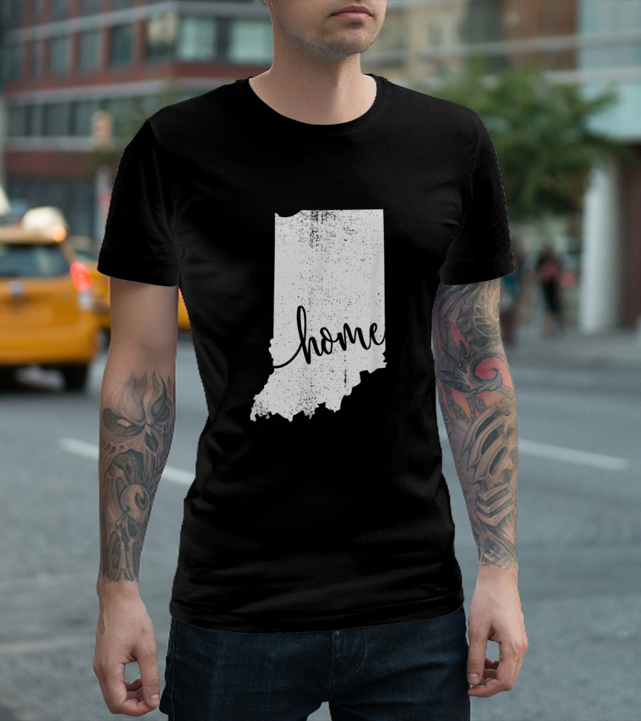 Indiana Home Love Vintage State Outline T-Shirt
