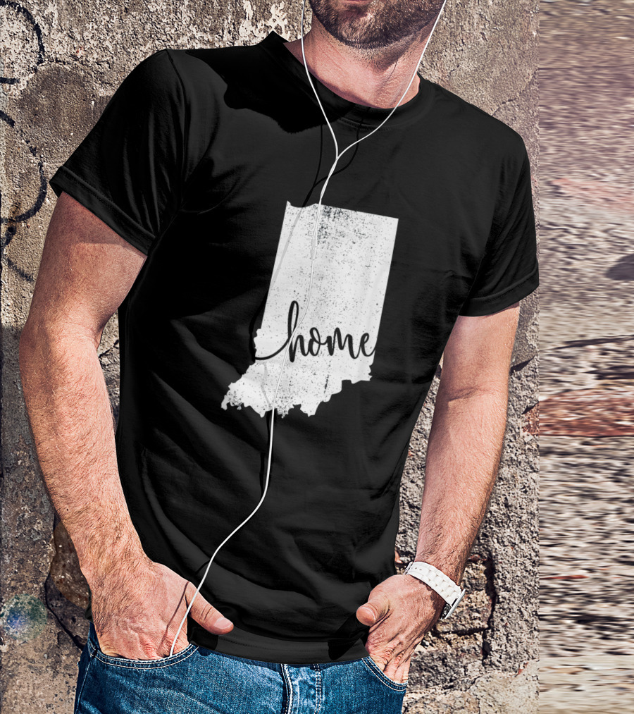 Indiana Home Love Vintage State Outline T-Shirt