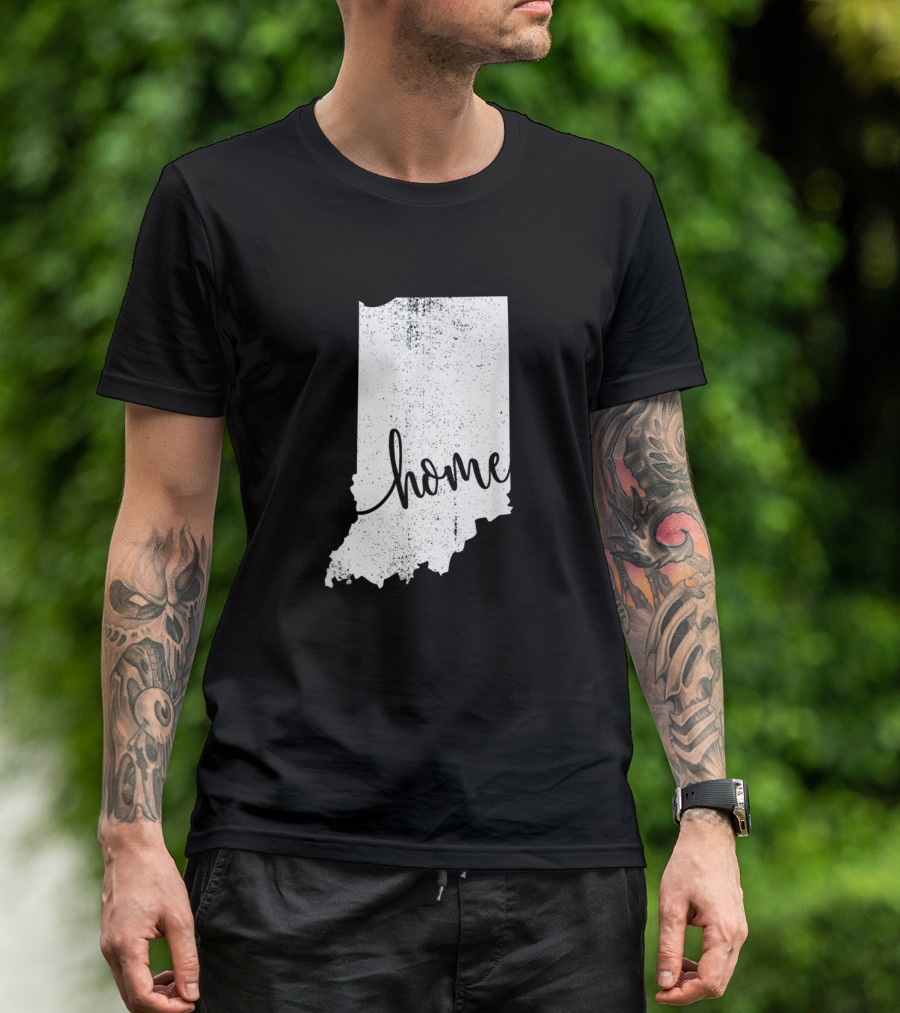 Indiana Home Love Vintage State Outline T-Shirt