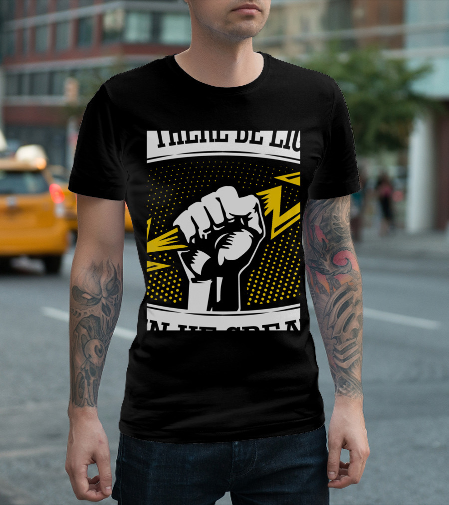 God Said Let There Be Light Then He Created Bold Fist with Lightning Bolt T-Shirt
