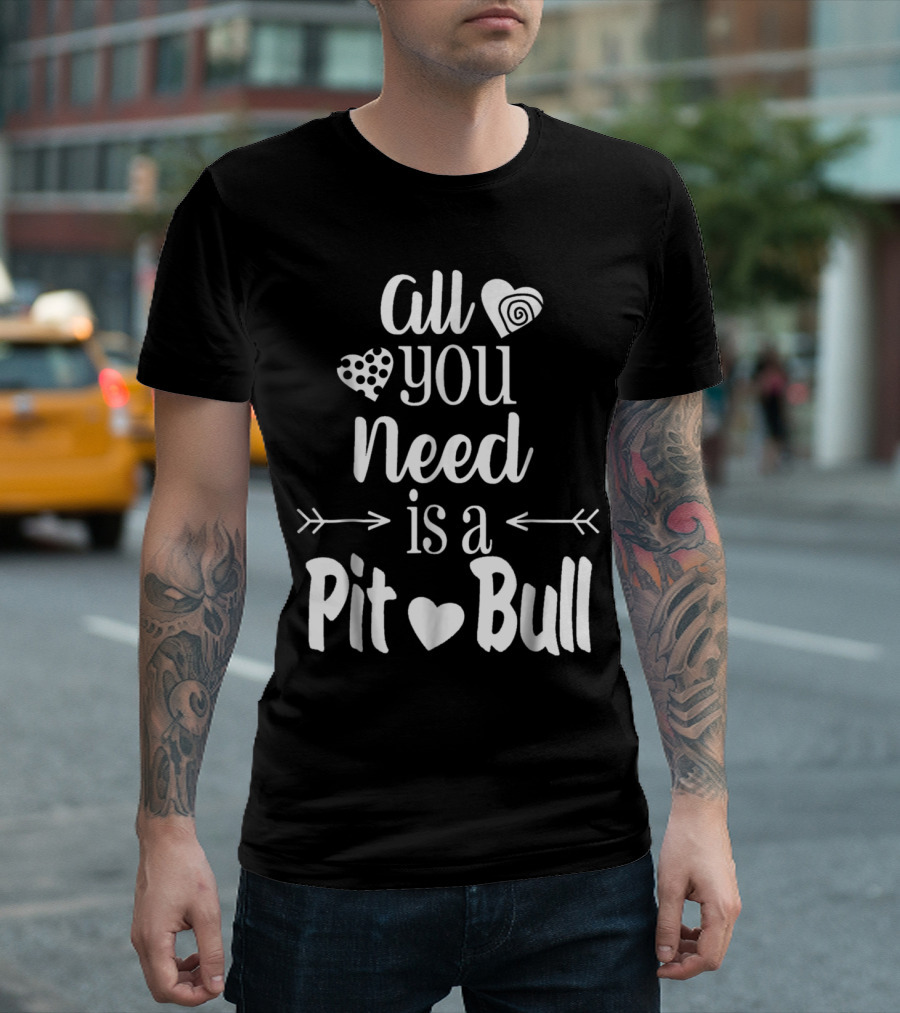 All You Need Is A Pitbull Heart Design with Arrow Elements T-Shirt