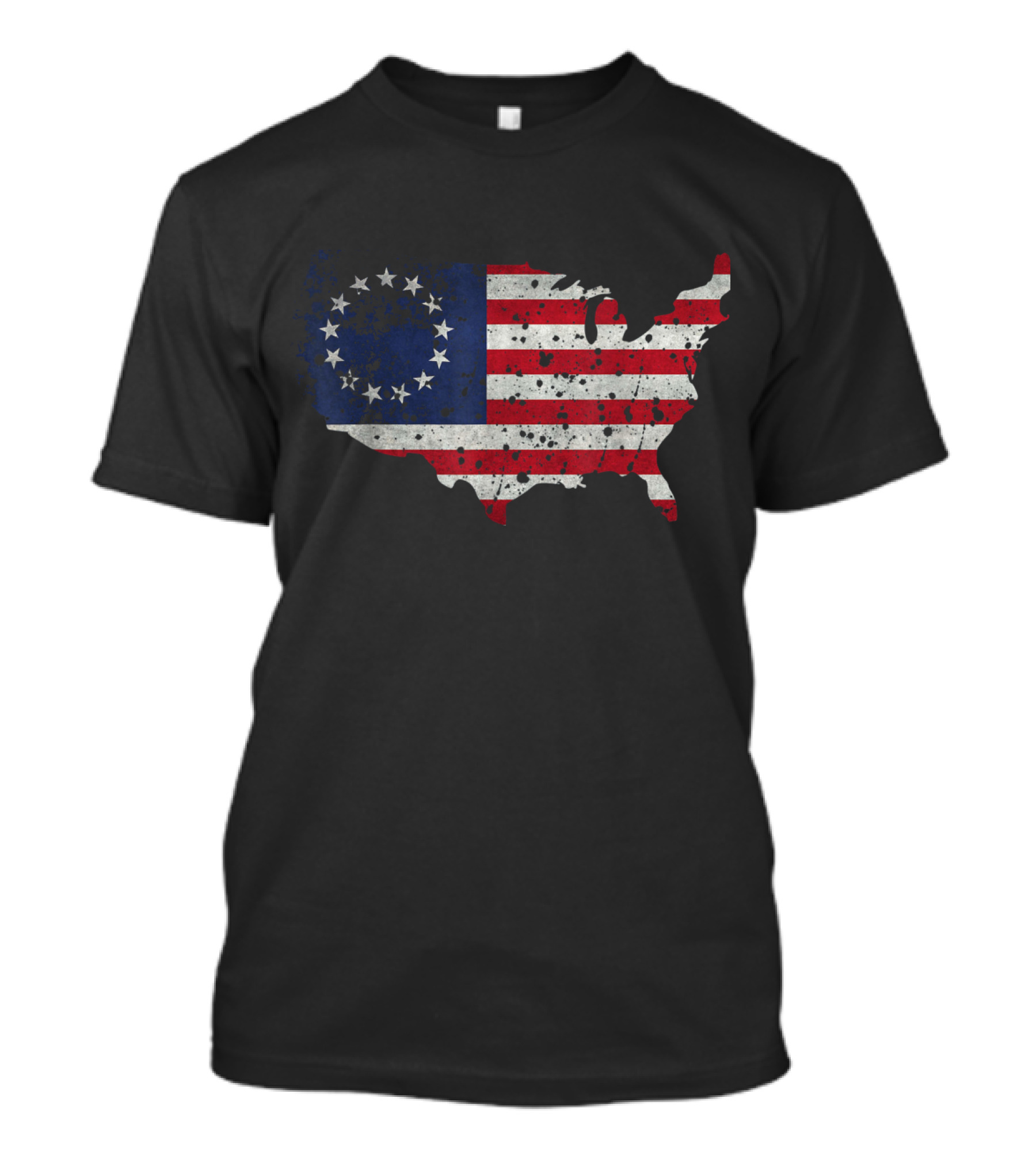 Betsy Ross Flag American Map USA T-Shirt