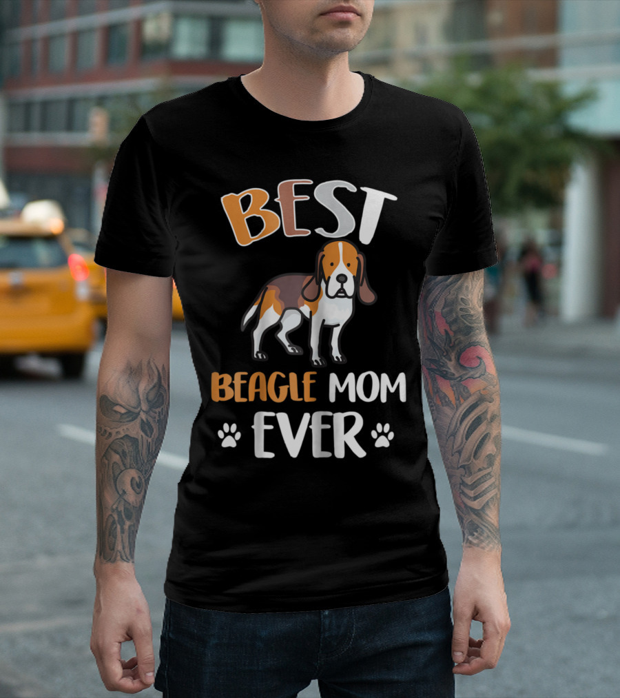Best Beagle Mom Ever With Cute Beagle And Paw Prints T-Shirt