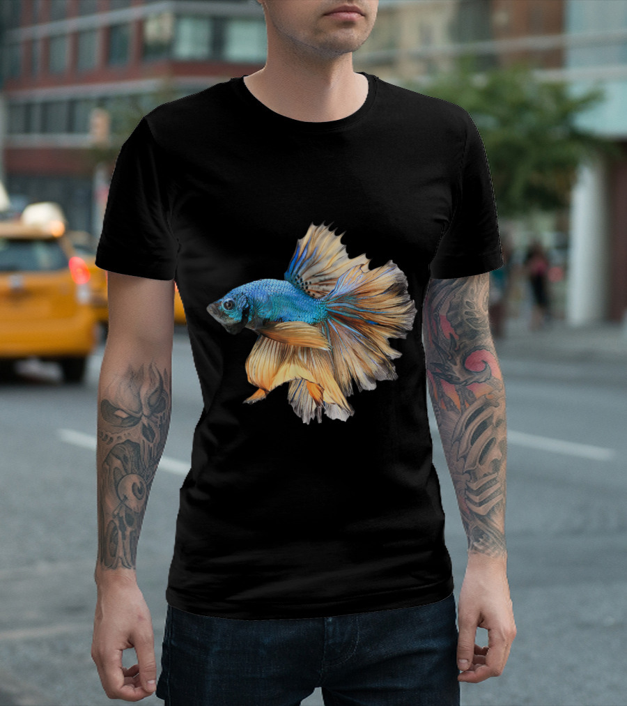 Betta Fish Tropical Vibrant Blue and Orange Splendor T-Shirt