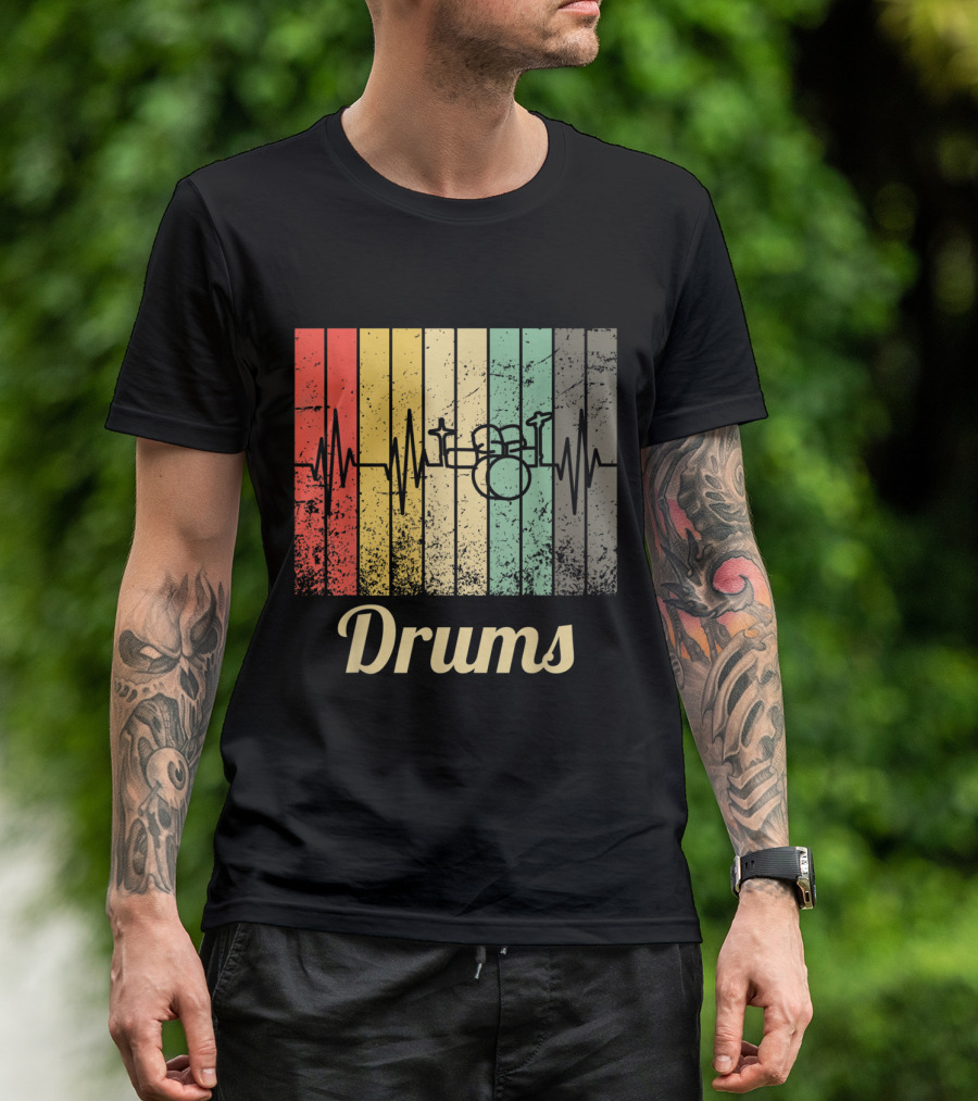 Retro Vintage Drums Soundwave Percussion Kit T-Shirt