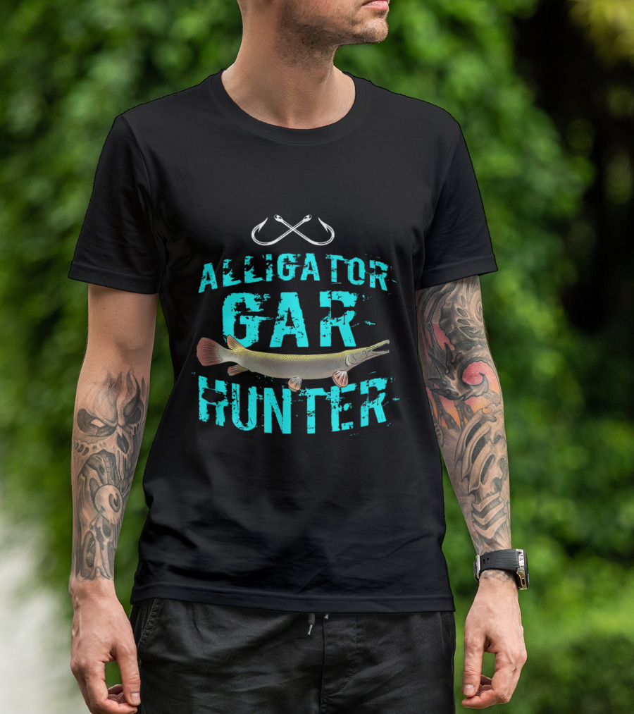 Alligator Gar Hunter Freshwater Fishing Angler Hooks T-Shirt