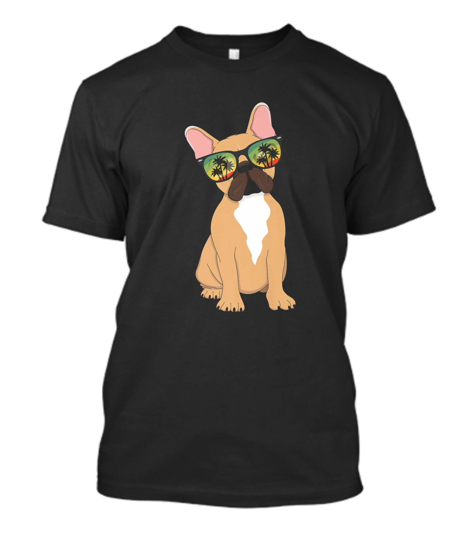 French Bulldog In Sunglasses With Palm Trees Aloha Beach Hawaii Vintage T-Shirt
