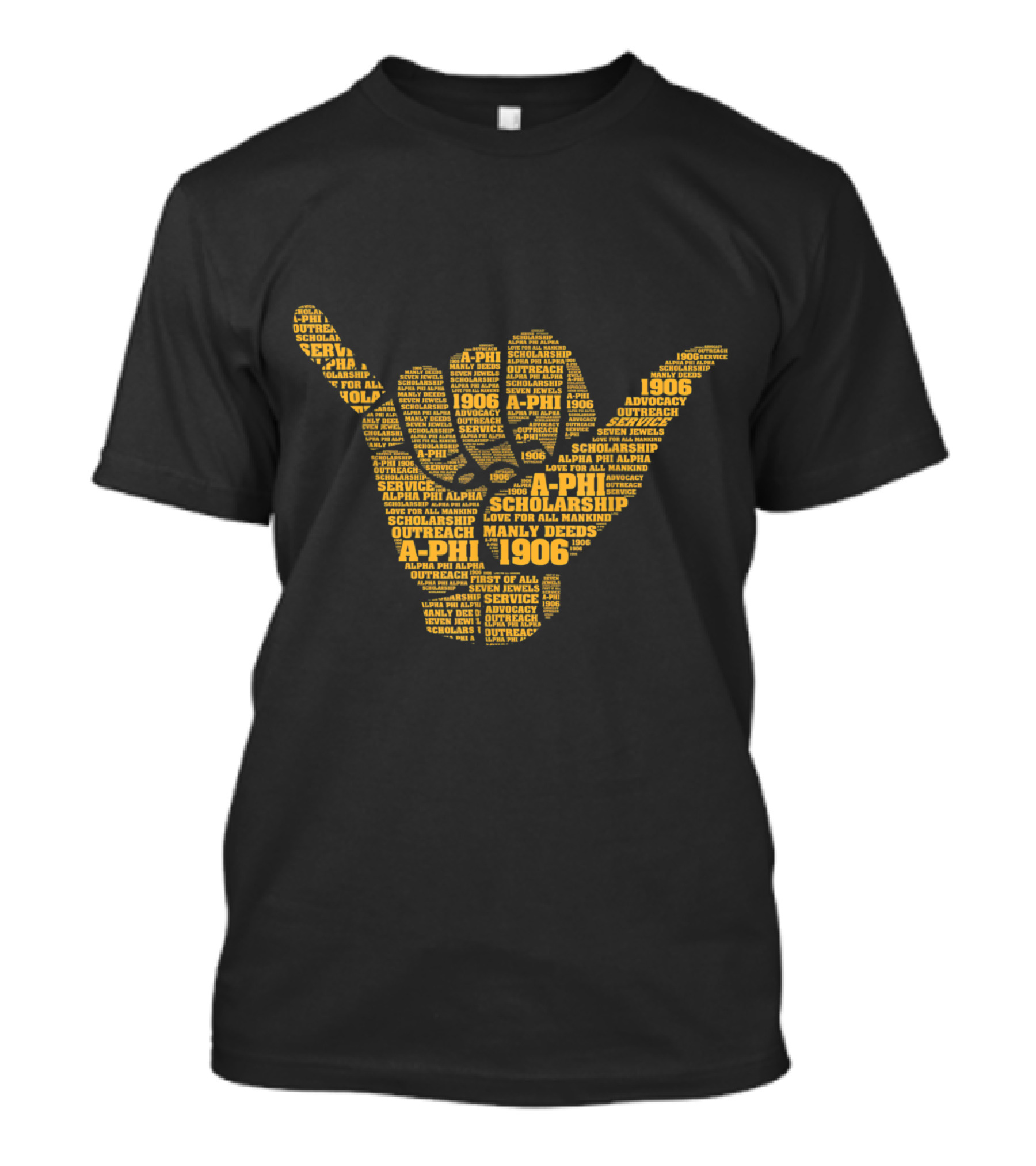 Alpha Phi Alpha 1906 Hand Sign Word Art Scholarship Service Manly Deeds T-Shirt