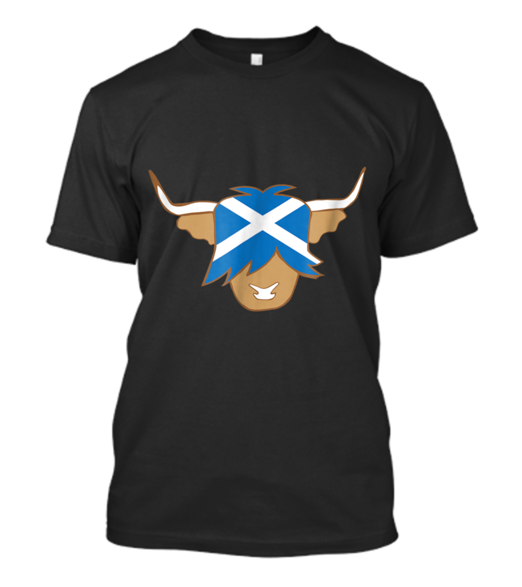 Scotland Flag Bull Highland Cow With Cross Saltire T-Shirt