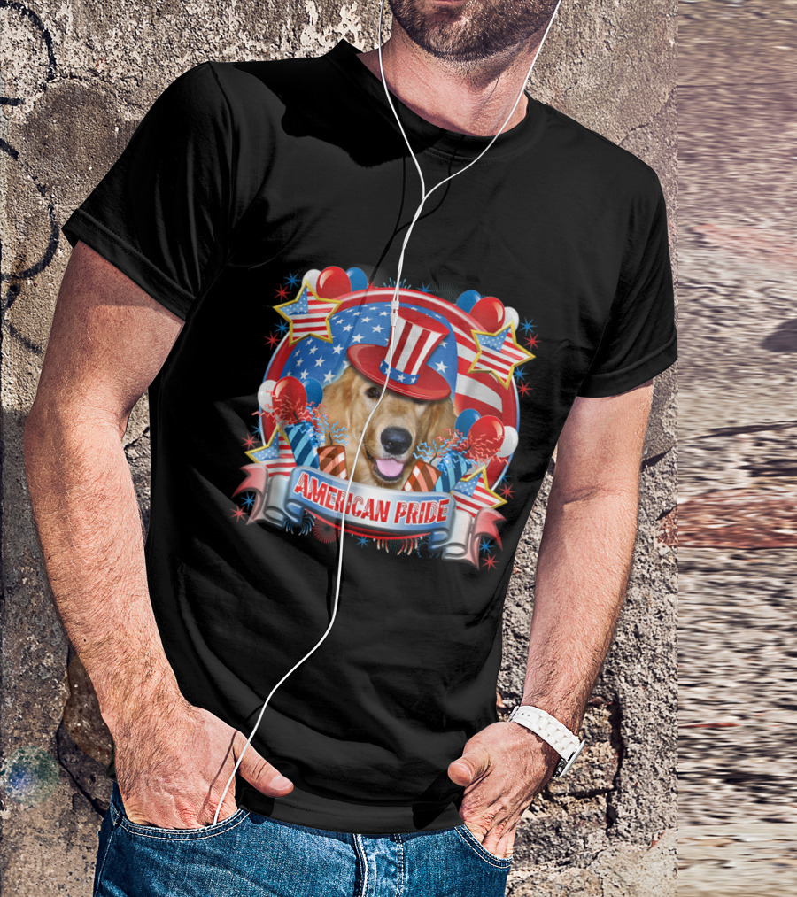 Golden Retriever American Pride 4th Of July Dog Pat T-Shirt