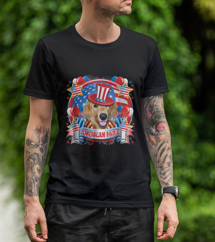 Golden Retriever American Pride 4th Of July Dog Pat T-Shirt