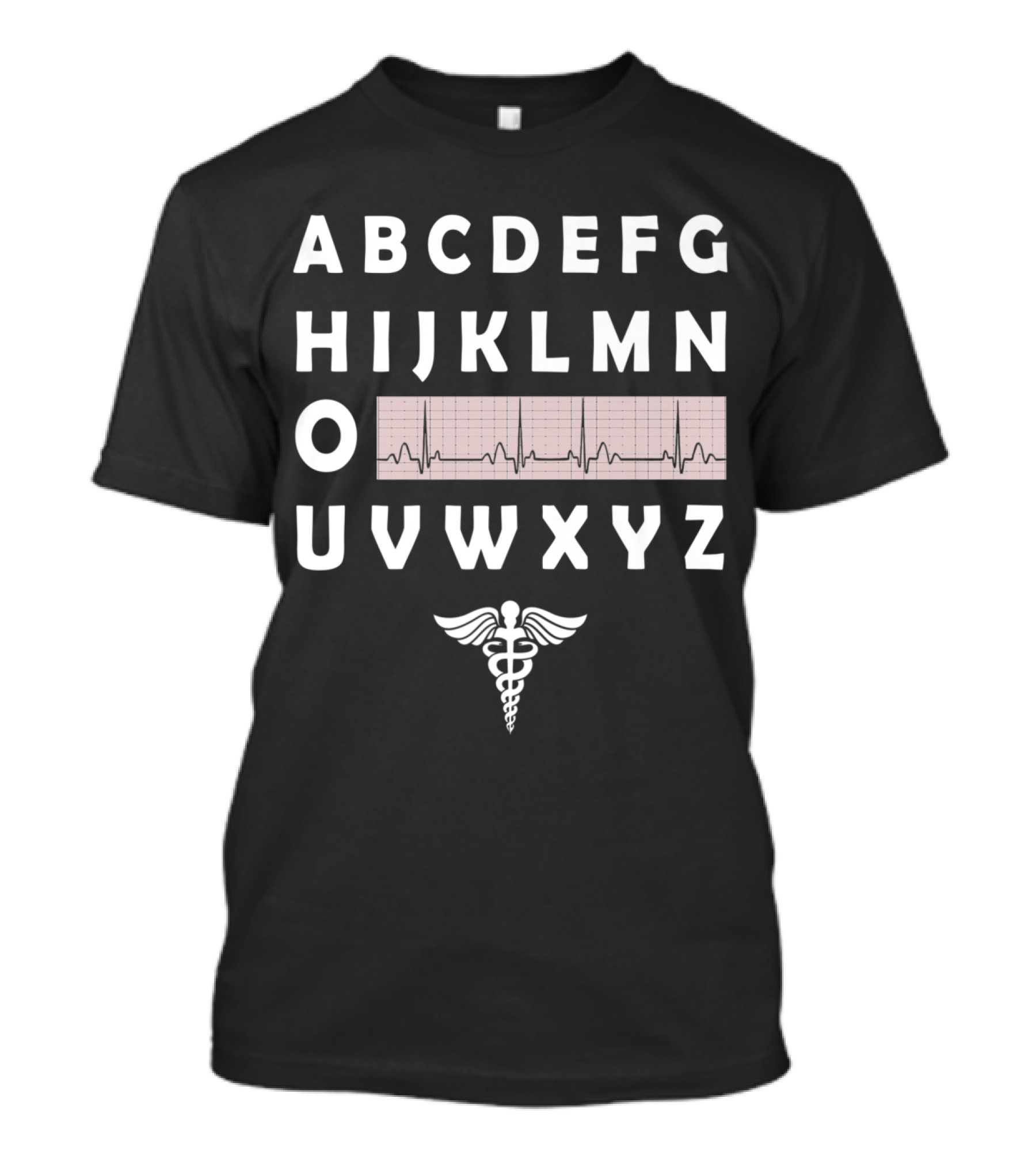 Alphabet ECG Heartbeat Nurse Caduceus Symbol Funny EKG Nurse ECG Nurse Elect T-Shirt