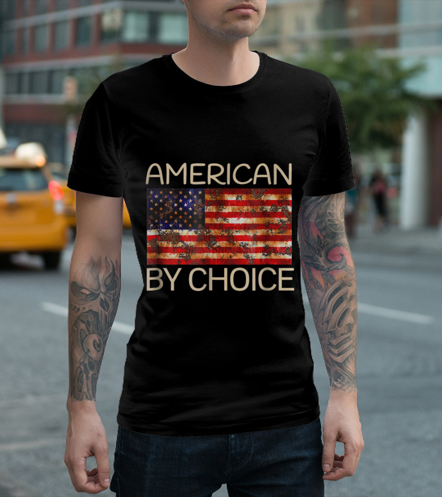 American By Choice US Flag Grunge T-Shirt