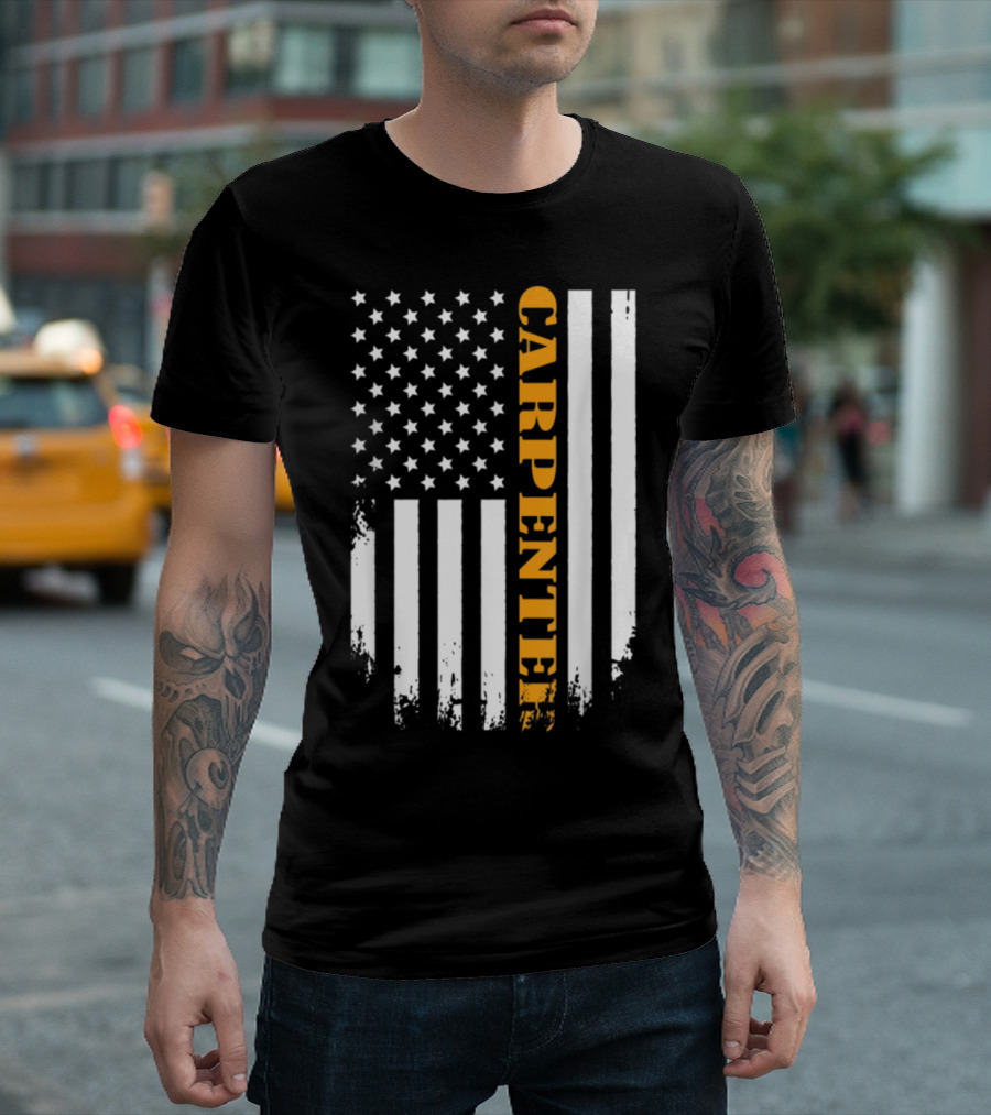 American Flag With Bold Carpenter T-Shirt