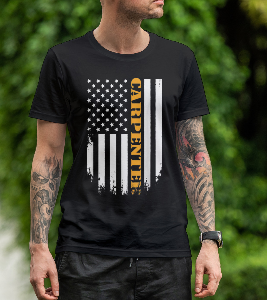 American Flag With Bold Carpenter T-Shirt