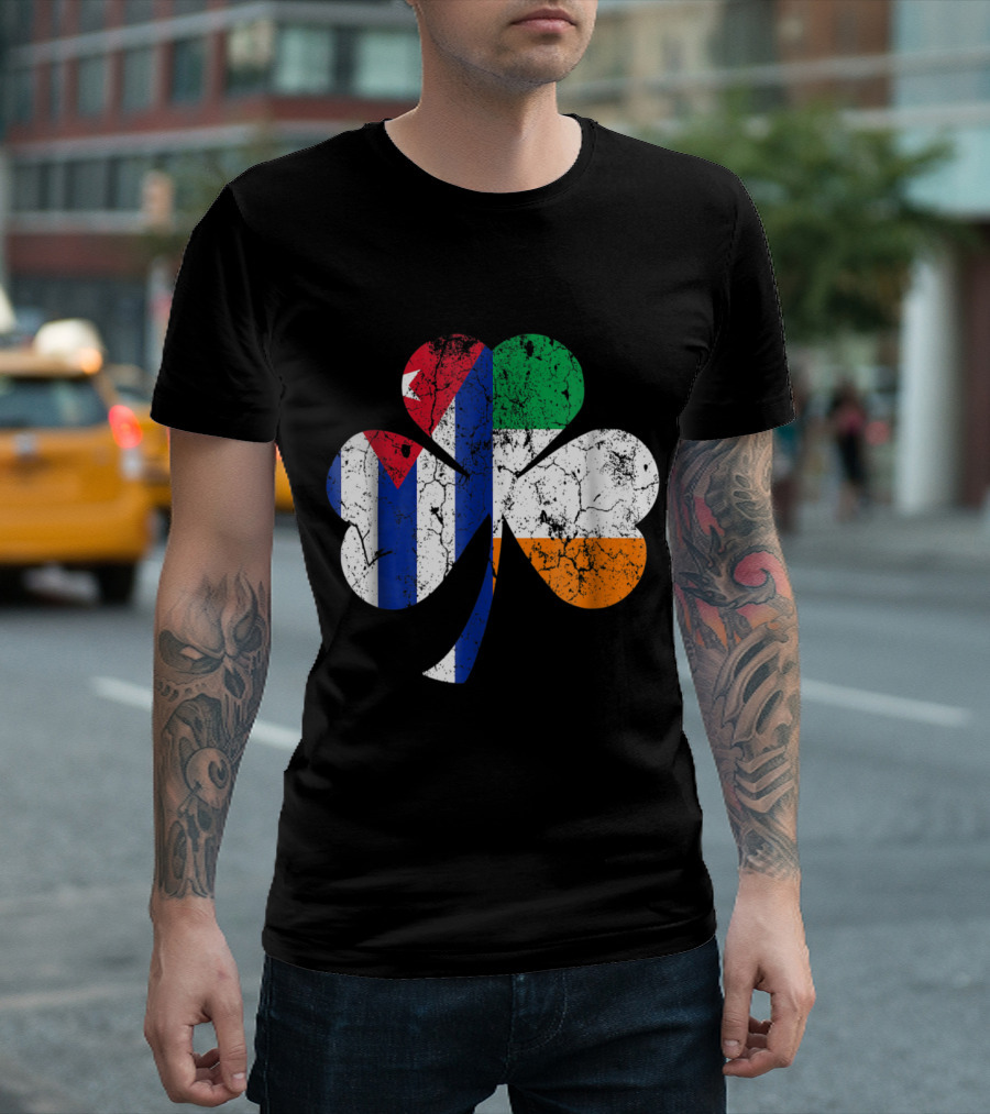 Irish Cuban Flag Shamrock Ireland St Patrick's Day T-Shirt